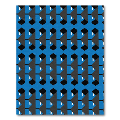 Blue Geometric Abstract Tiling Rug