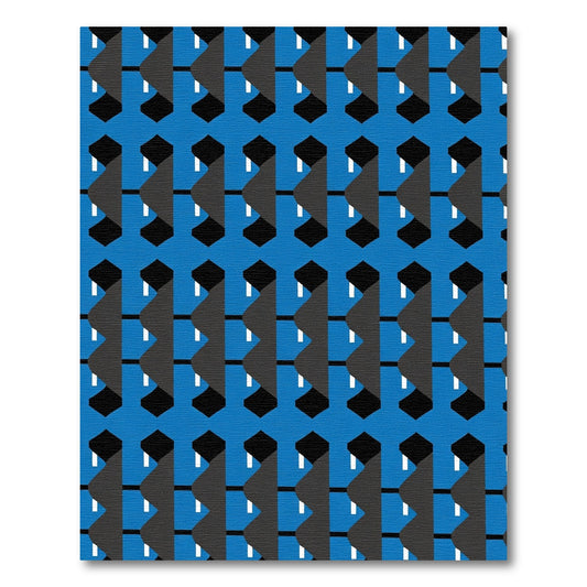 Blue Geometric Abstract Tiling Rug