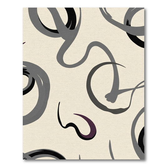 Neutral Gray Purple Swirl Abstract Rug