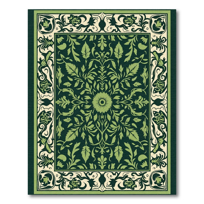 Art Nouveau Green Floral Mandala Rug
