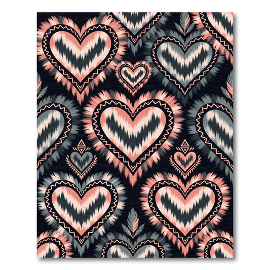 Ikat Heart Fusion Black Peach Rug