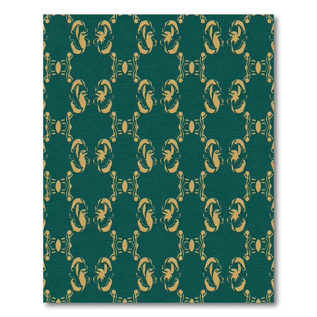 Golden Teal Abstract Oval Lattice Rug