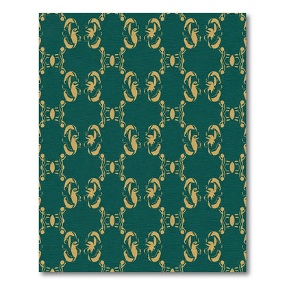 Golden Teal Abstract Oval Lattice Rug