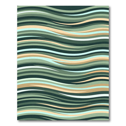 Sage and Sand Wavy Linear Ripple Rug