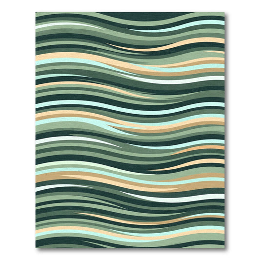 Sage and Sand Wavy Linear Ripple Rug