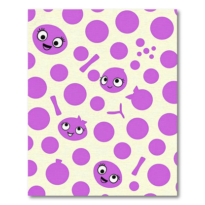 Playful Purple Polka Dot Characters Rug