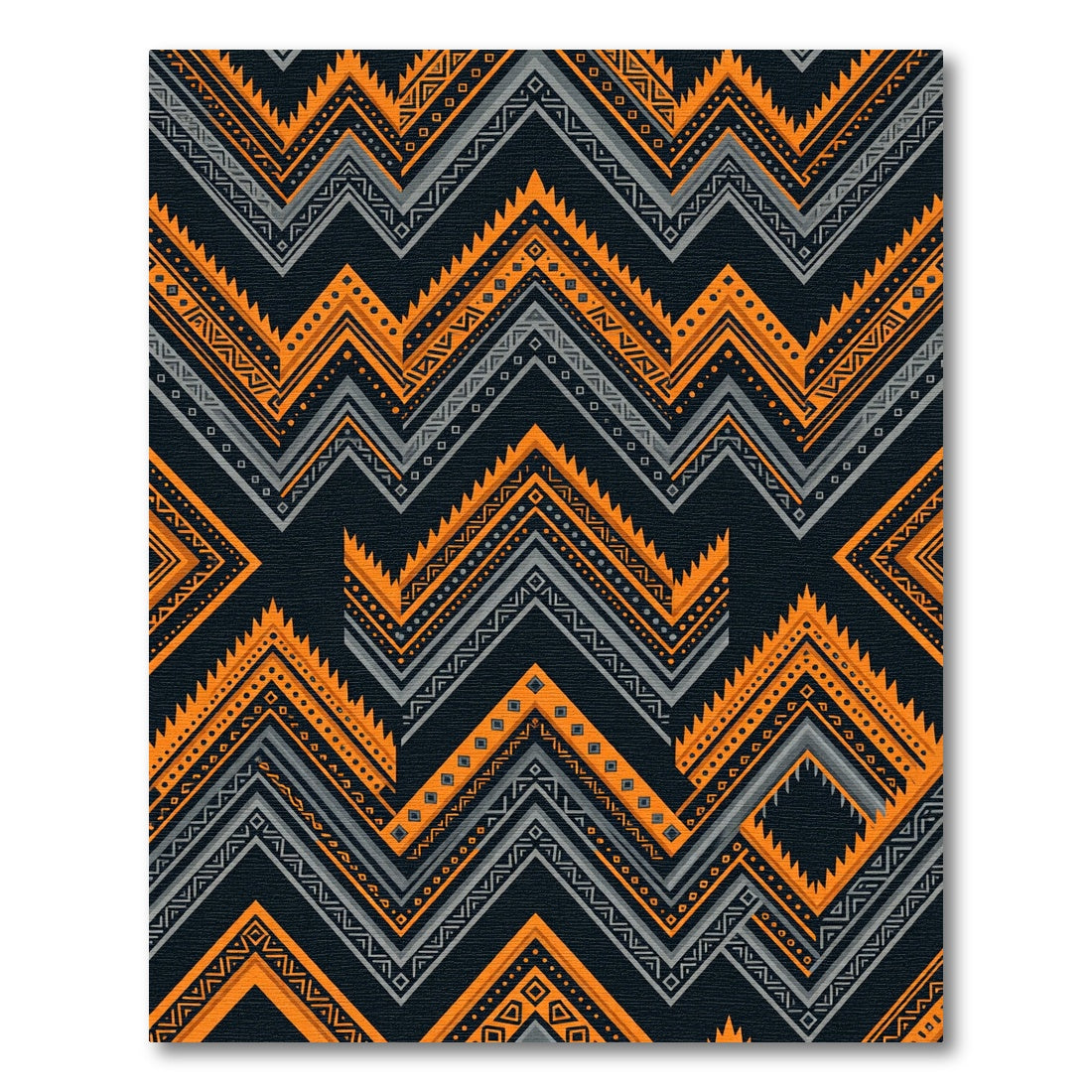 Vibrant Orange Gray Geometric Zigzag Rug