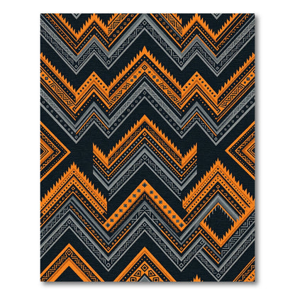 Vibrant Orange Gray Geometric Zigzag Rug