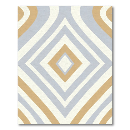 Ochre Blue White Diamond Stripe Rug