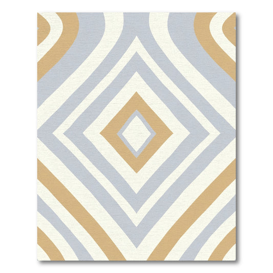 Ochre Blue White Diamond Stripe Rug