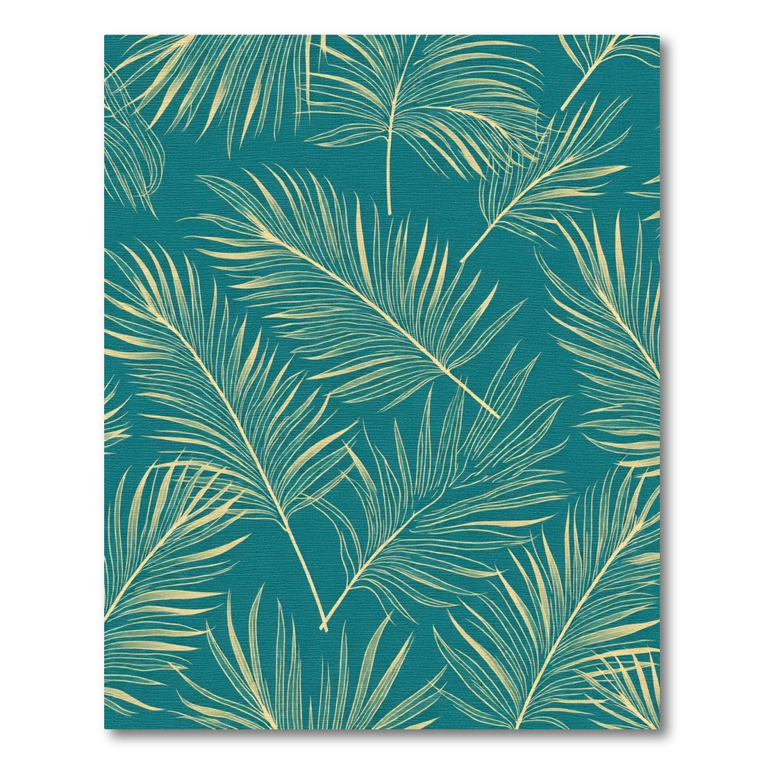 Teal Tropical Feathered Frond Arrangement Rug