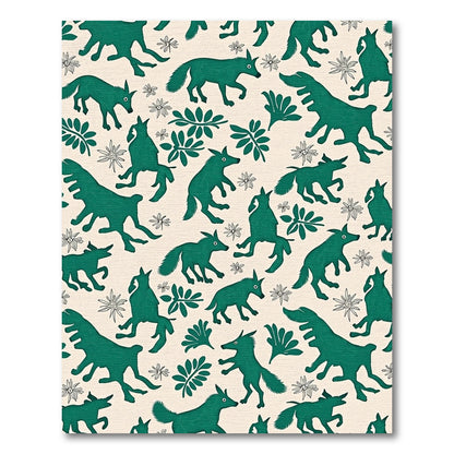 Emerald Green Fox Botanical Meadow Rug