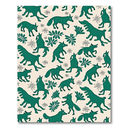 Emerald Green Fox Botanical Meadow Rug