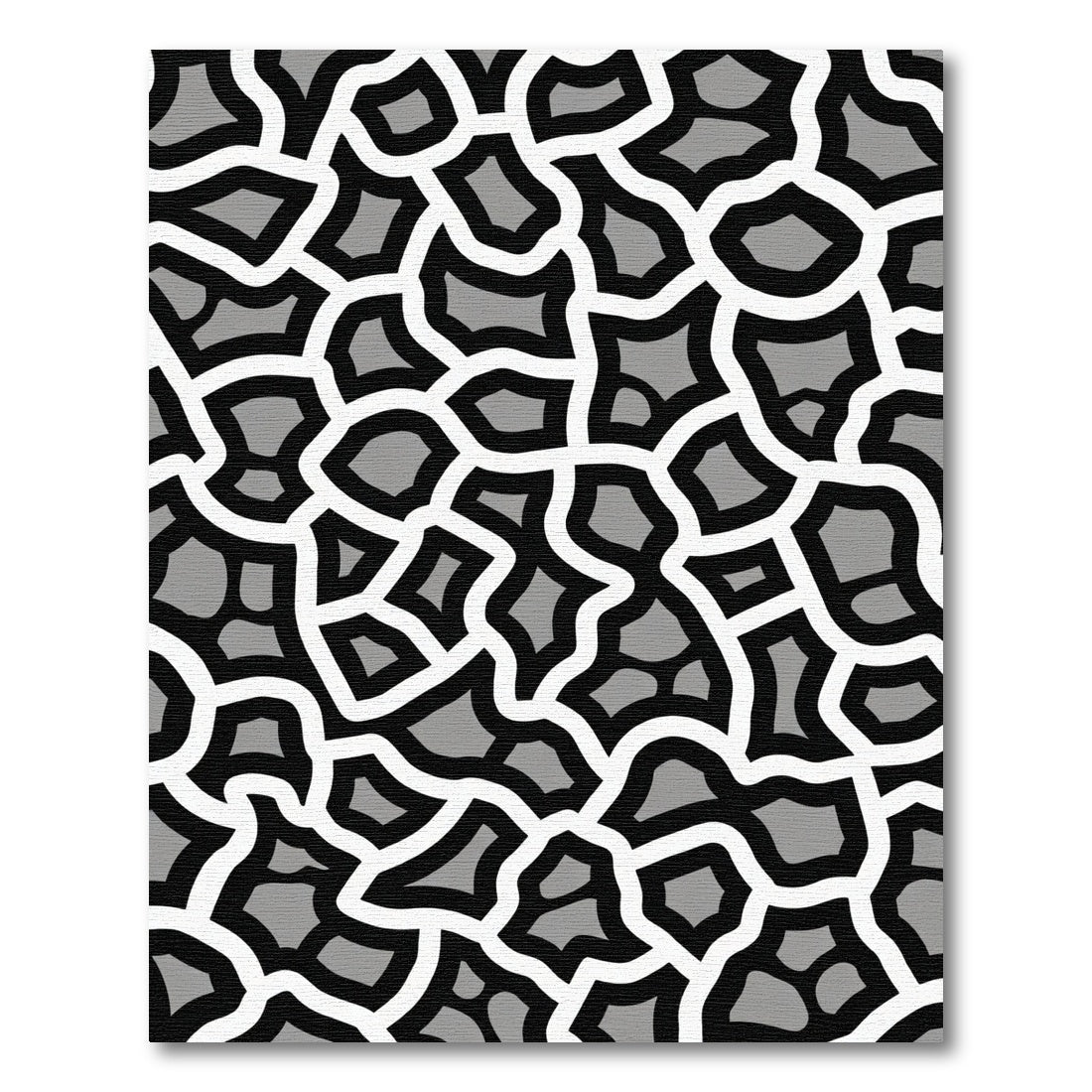 Modern Gray and White Organic Shapes Rug