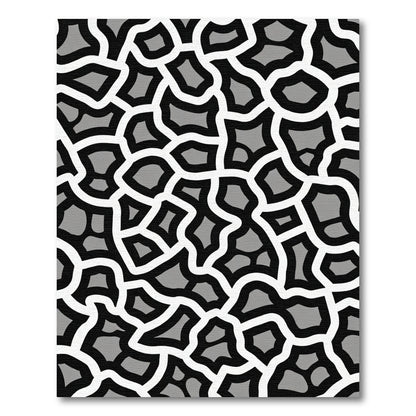 Modern Gray and White Organic Shapes Rug