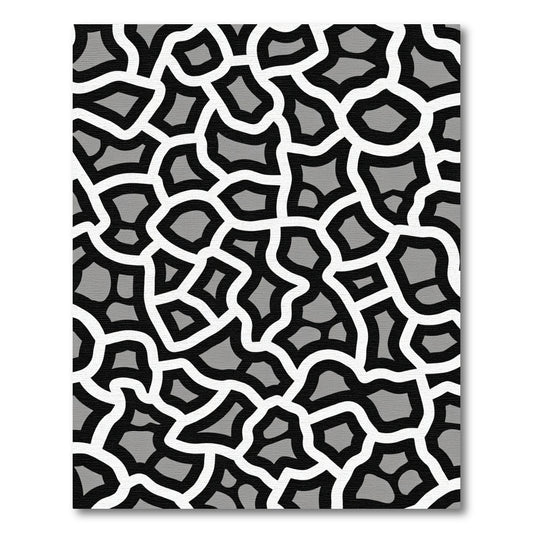 Modern Gray and White Organic Shapes Rug
