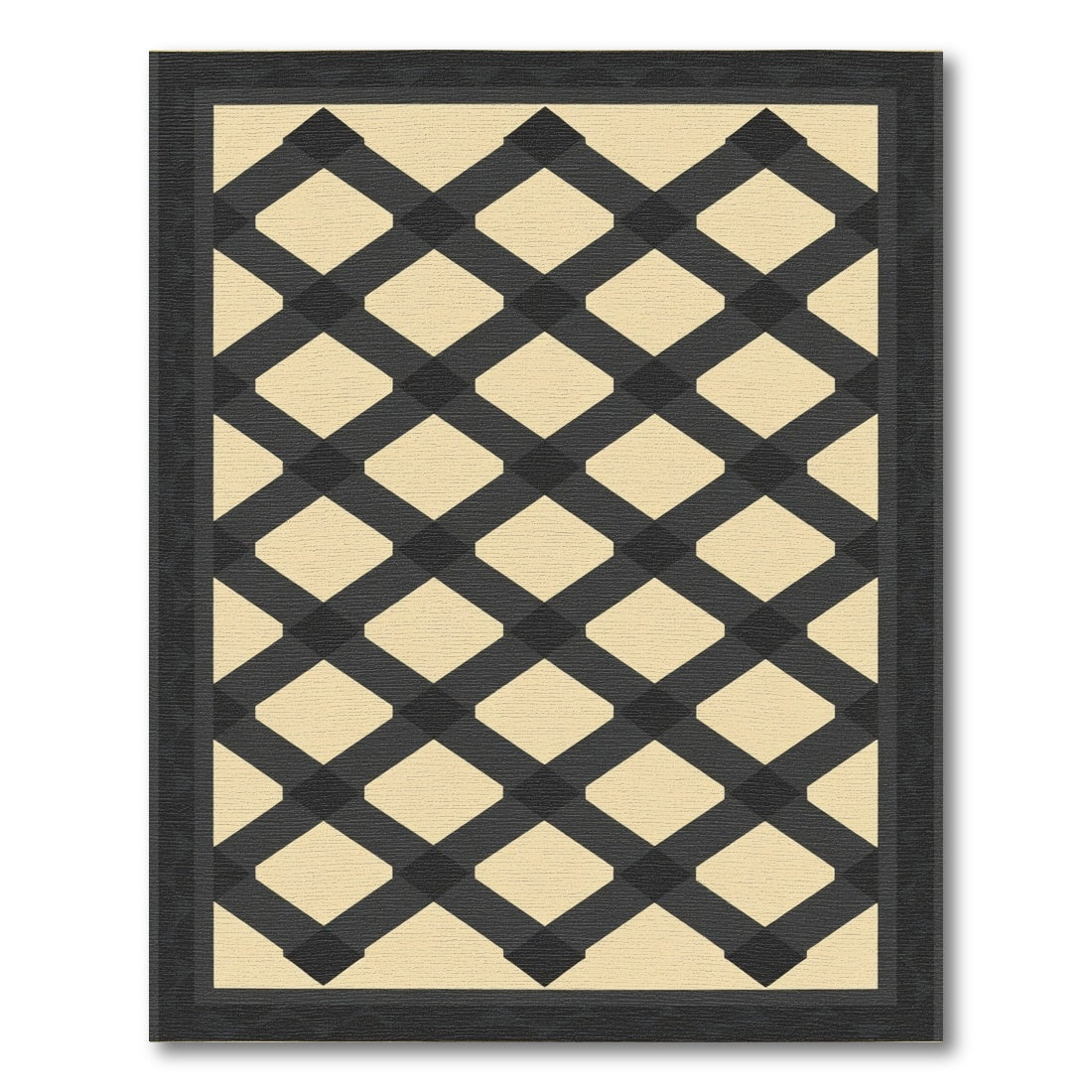 Dark Gray Lattice Cream Rug