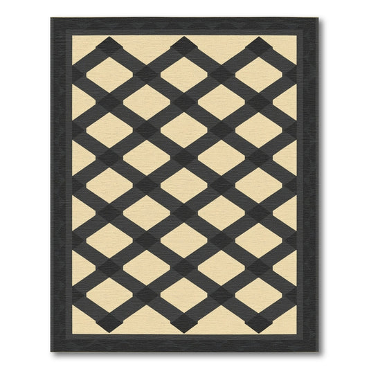Dark Gray Lattice Cream Rug