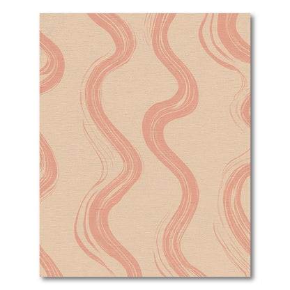 Coral Brushstroke Waves on Neutral Ground Rug