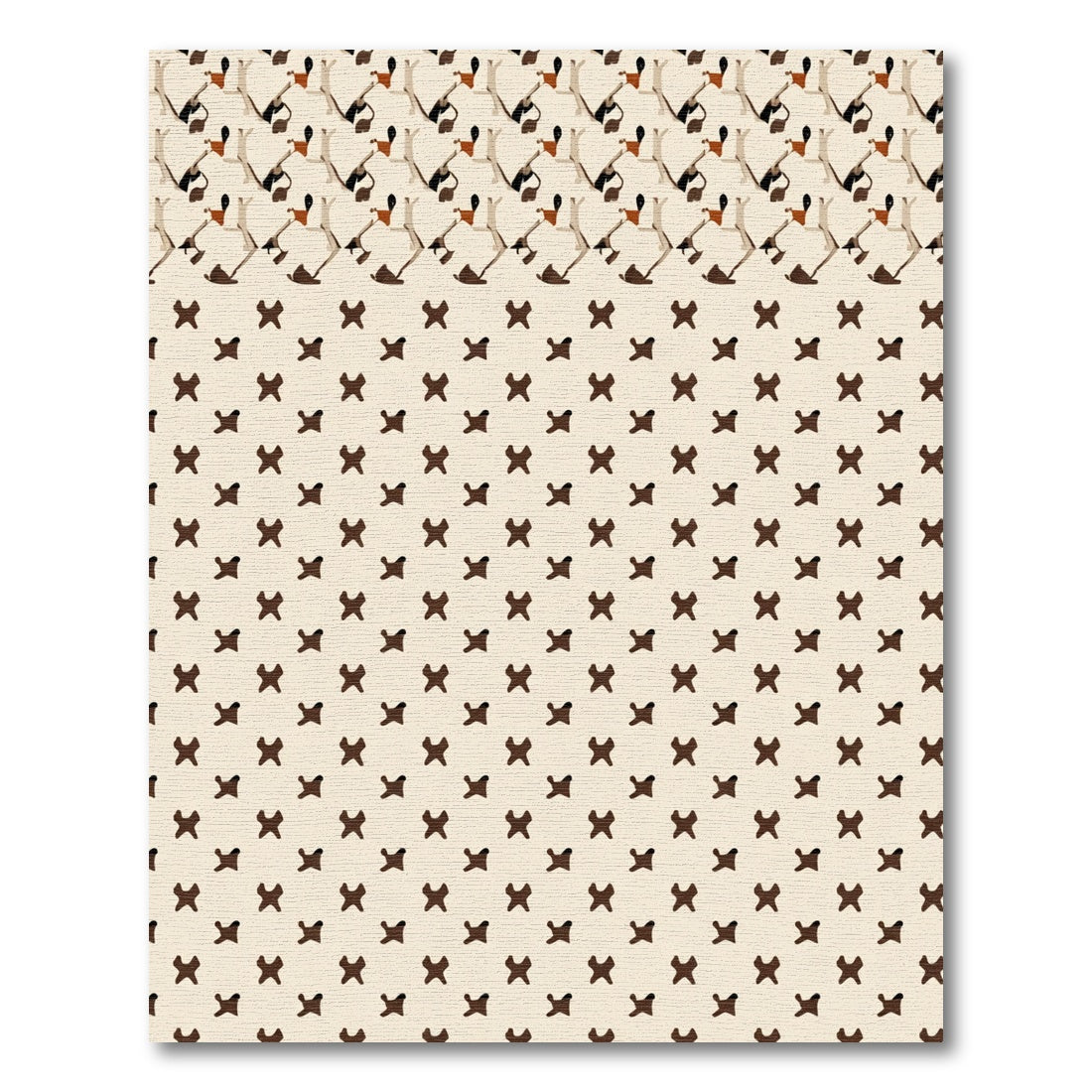Rustic Brown X Pattern Rug