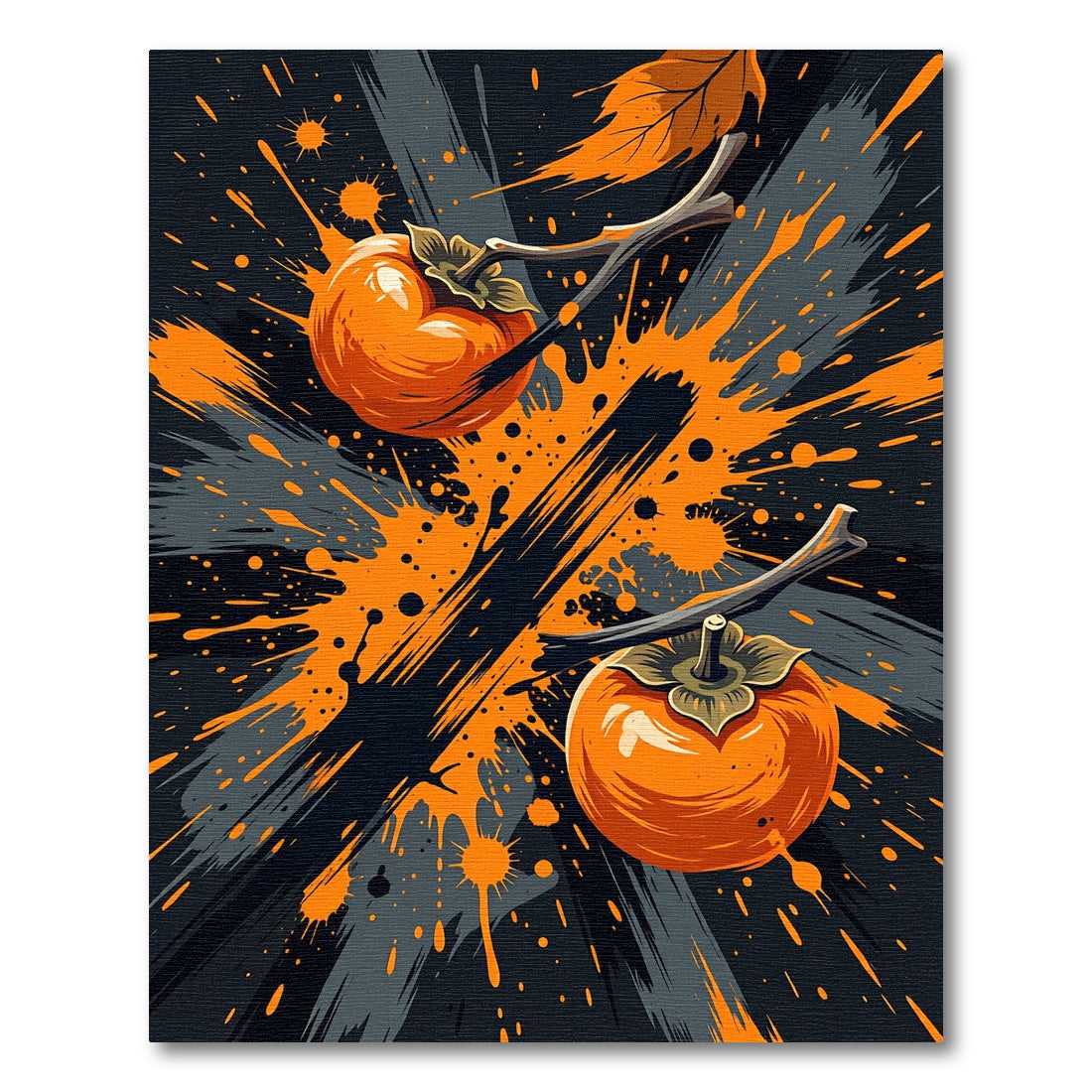 Abstract Orange Persimmon Paint Splatter Rug