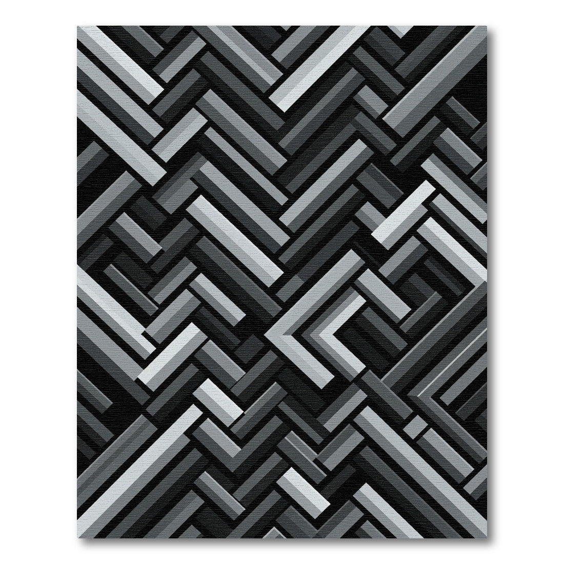 Monochrome Interlocking Geometric Lines Rug