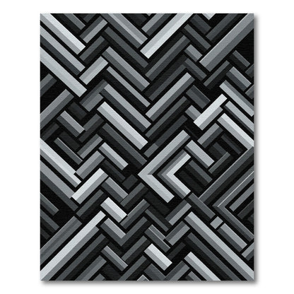 Monochrome Interlocking Geometric Lines Rug