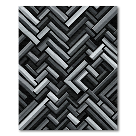 Monochrome Interlocking Geometric Lines Rug