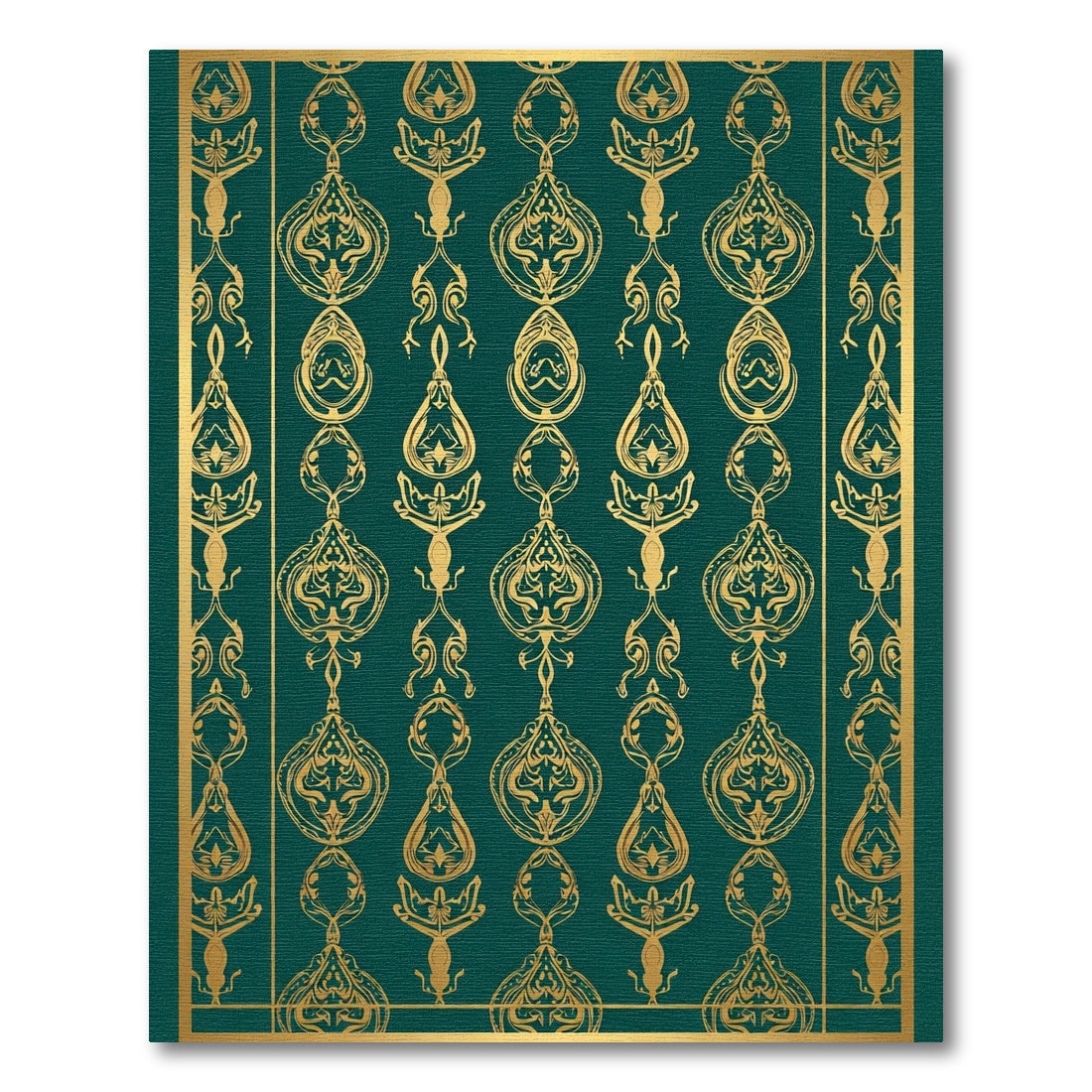 Emerald Gold Ornate Damask Rug