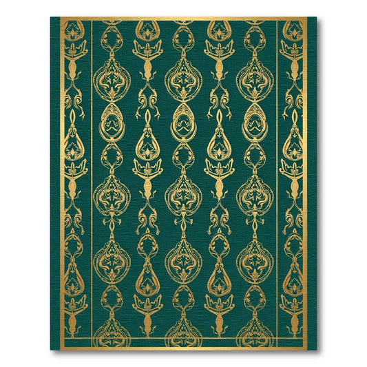Emerald Gold Ornate Damask Rug