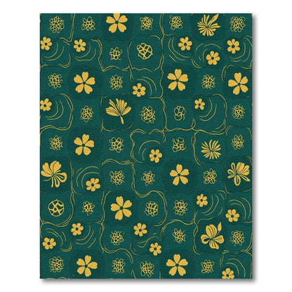 Emerald Yellow Floral Collage Rug
