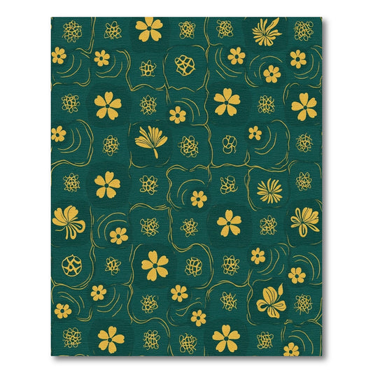 Emerald Yellow Floral Collage Rug