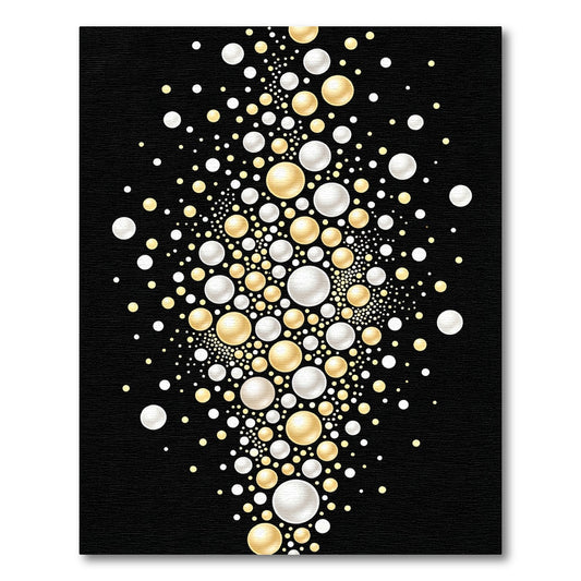 Sophisticated Gold and White Floating Pearl Sphere Rug