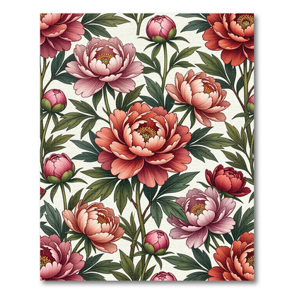 Elegant Peony Floral Botanical Blush Rug