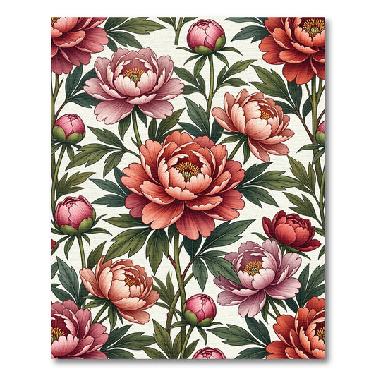 Elegant Peony Floral Botanical Blush Rug