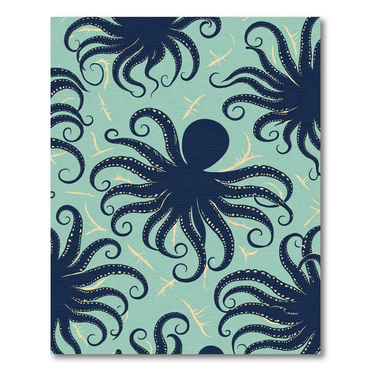 Deep Blue Octopus Aqua Pattern Rug