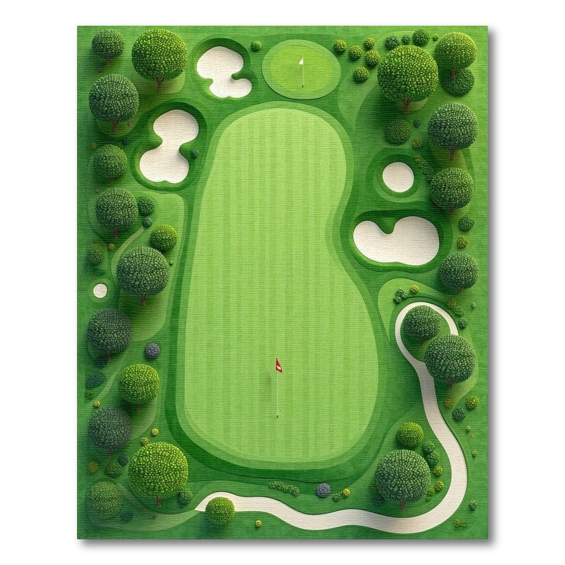 Vibrant Lush Green Golf Trees Bunkers Rug