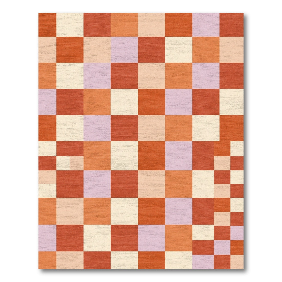 Modern Red Orange Checkerboard Squares Rug