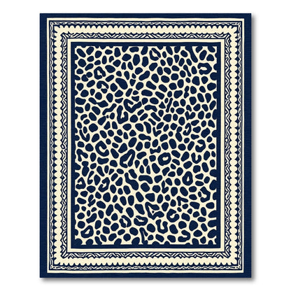 Navy Cream Animal Spot Border Rug