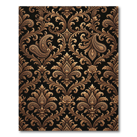 Antique Gold Paisley Floral Damask Rug