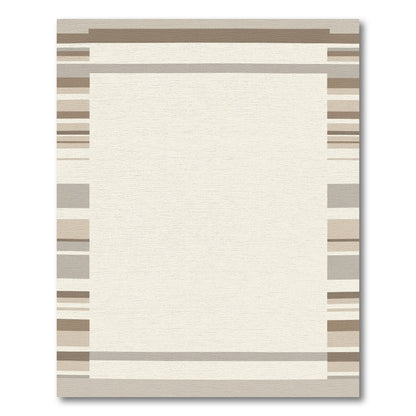 Neutral Tone Striped Border Rug