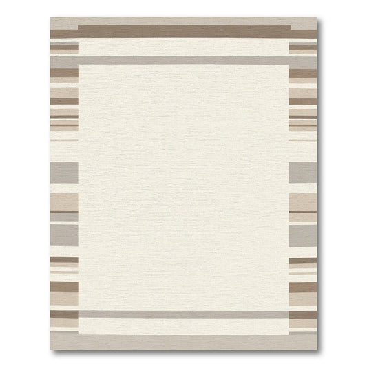 Neutral Tone Striped Border Rug