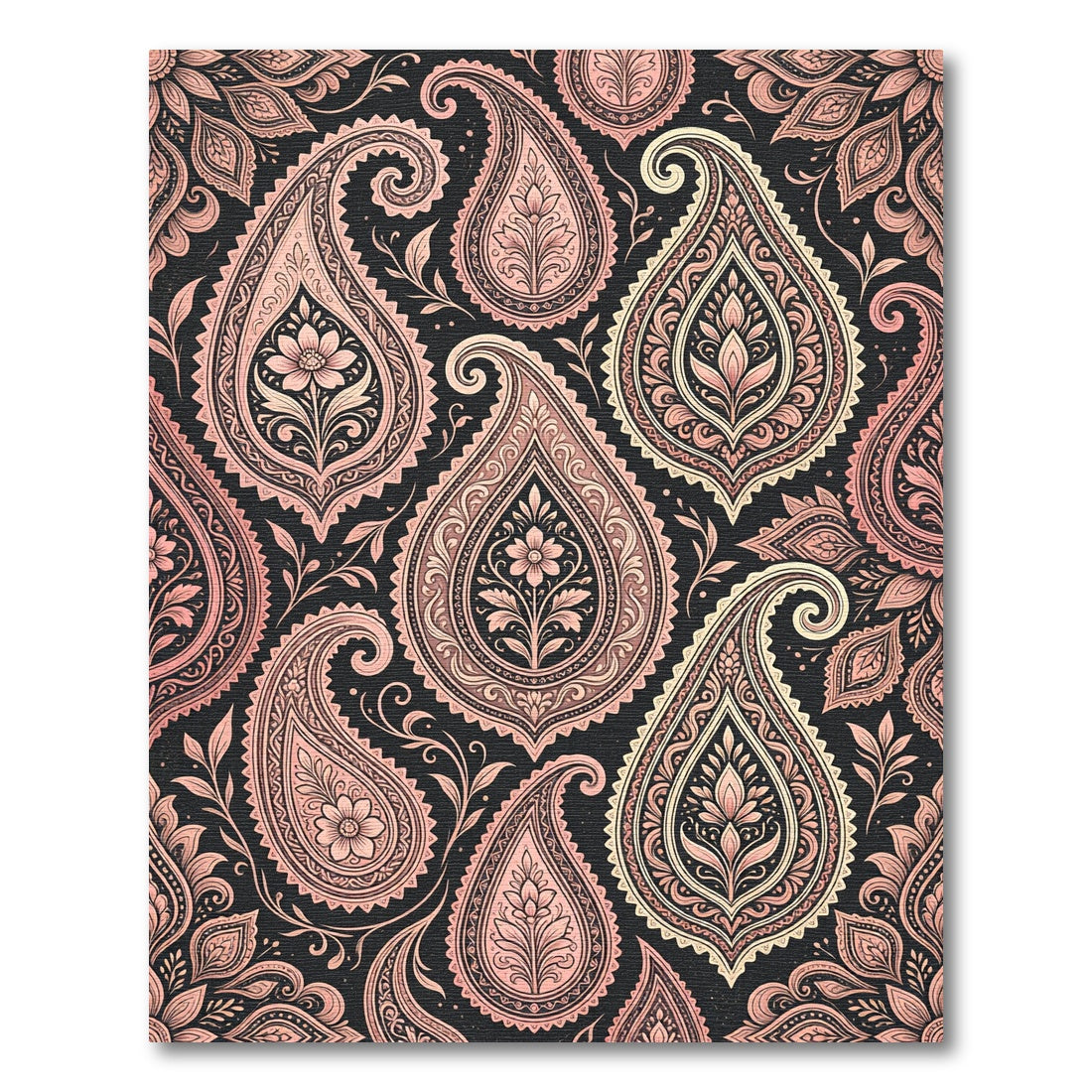 Elegant Blush Pink Ornate Paisley Rug