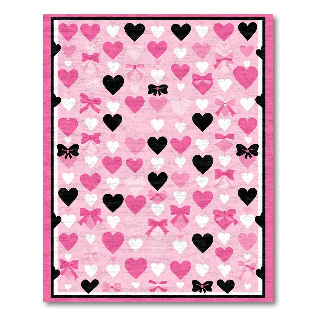 Pink Heart Bow Collage Rug