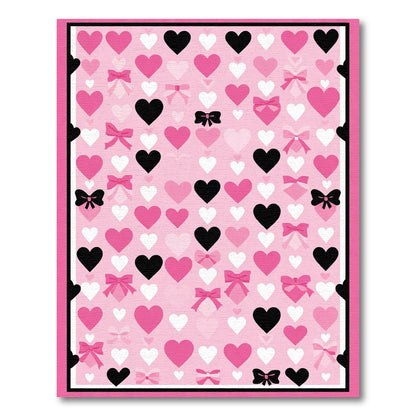 Pink Heart Bow Collage Rug