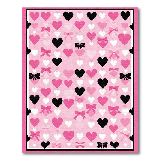 Pink Heart Bow Collage Rug