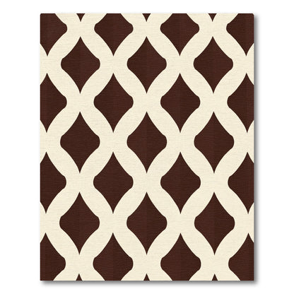 Classic Lattice Brown Ivory Geometric Rug