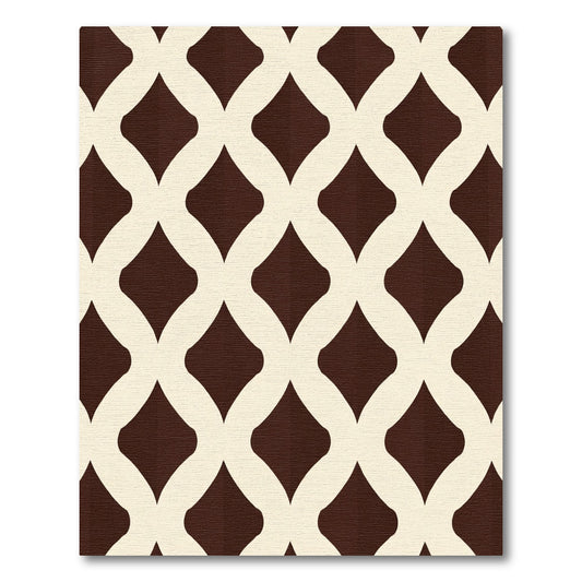 Classic Lattice Brown Ivory Geometric Rug