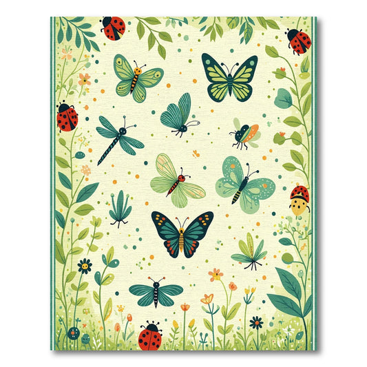 Spring Garden Butterfly Ladybug Dragonfly Rug