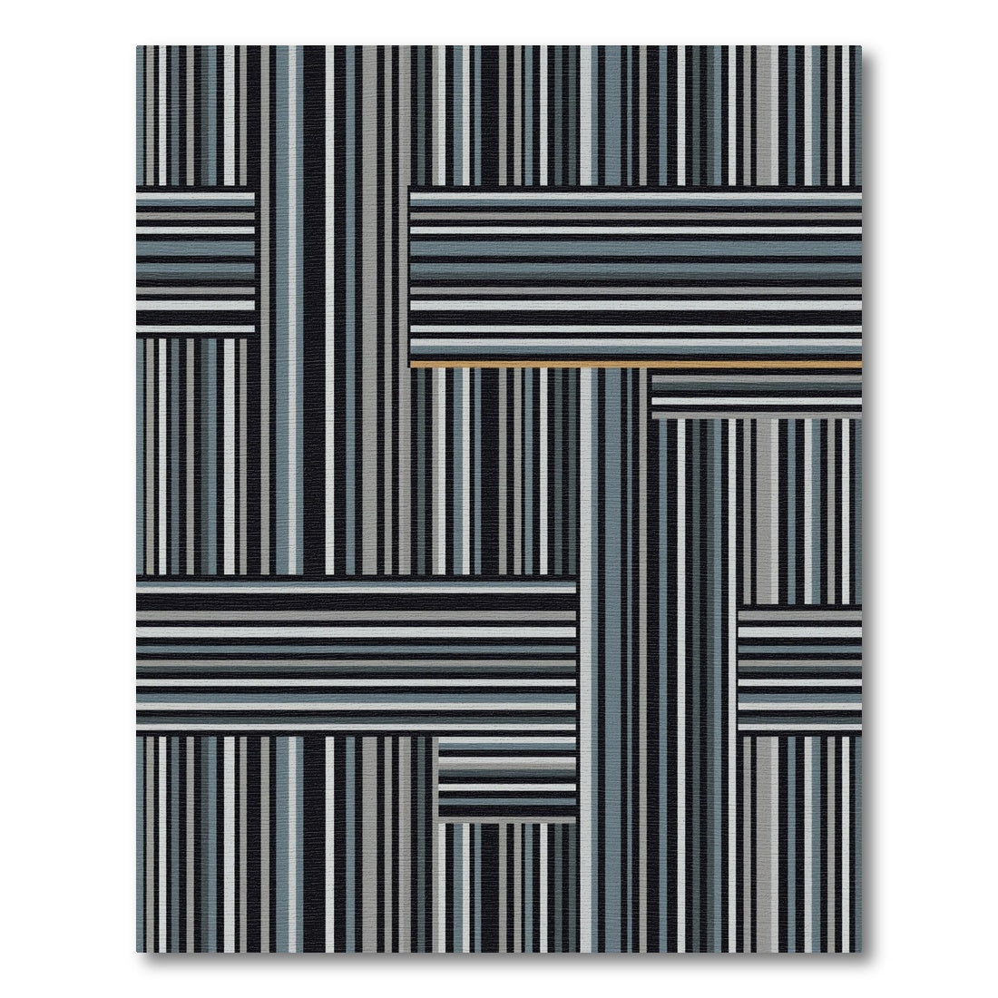 Abstract Geometric Blue Gray Stripe Rug